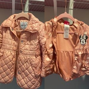 Urban Republic Peach Quilted Puffer Jacket and Minnie Mouse jacket bundle
